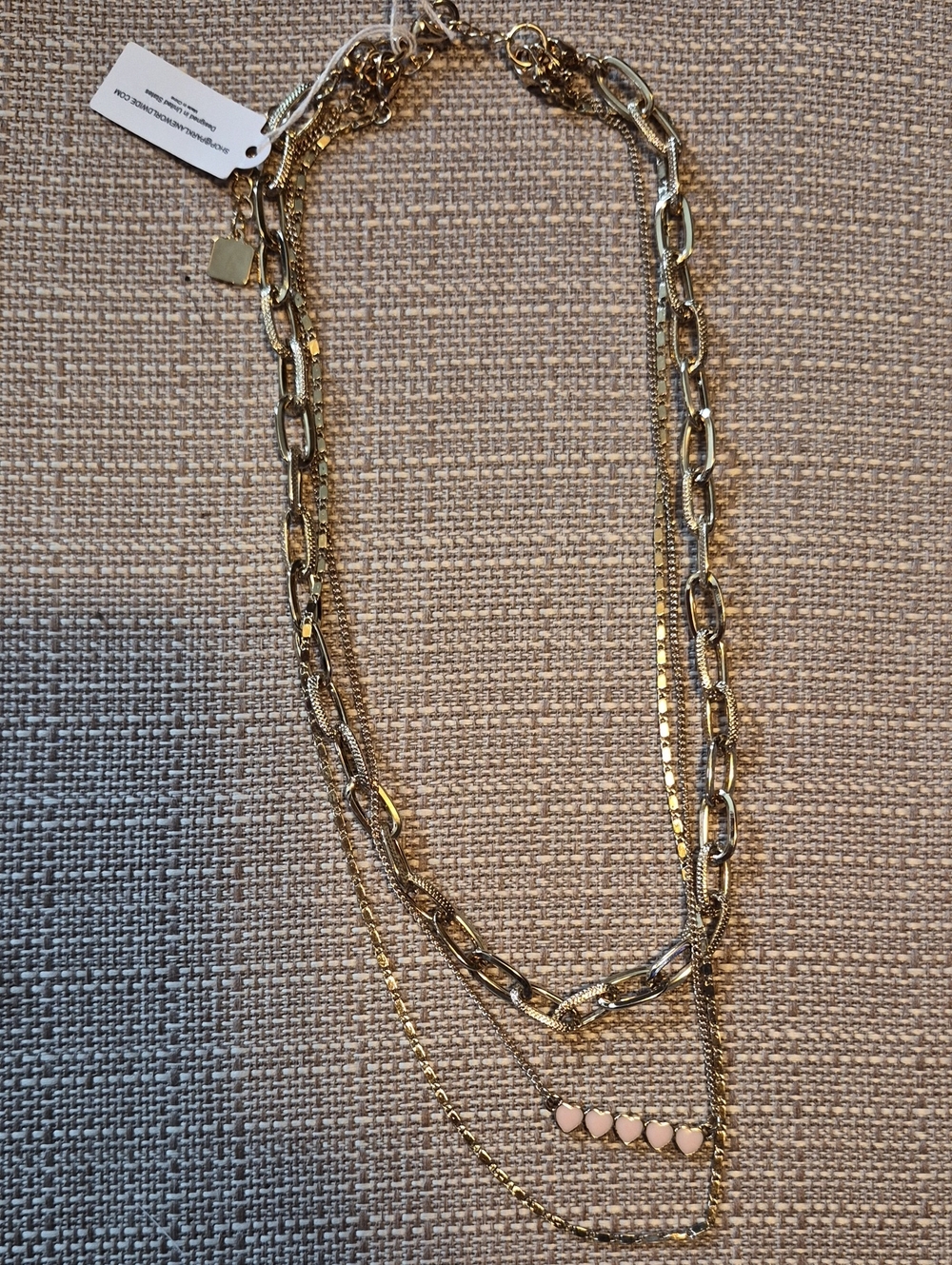 Park Lane Gold-Tone Layered Necklace with Pink Heart Detail